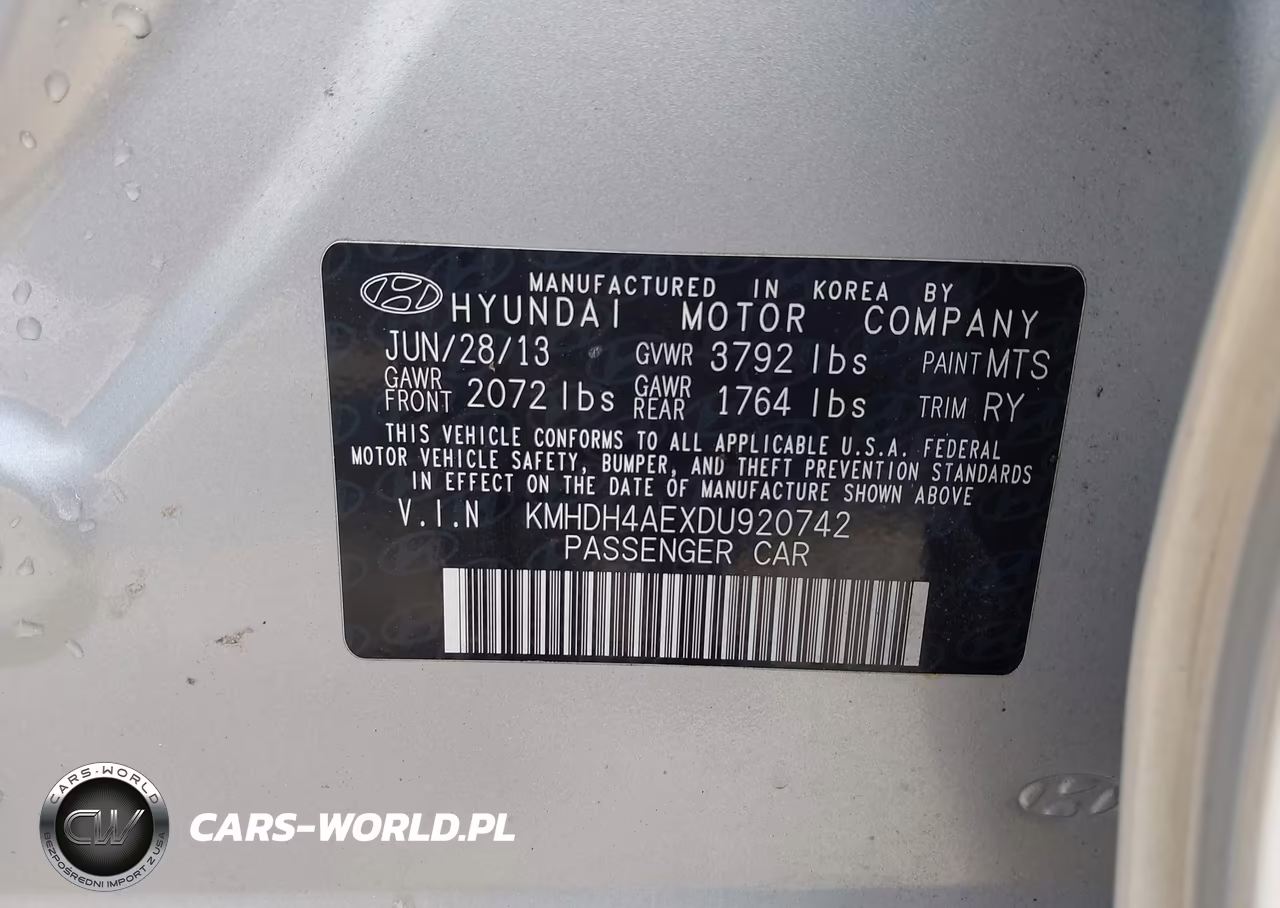 2013 Hyundai Elantra Limited VIN:KMHDH4AEXDU920742 - 9