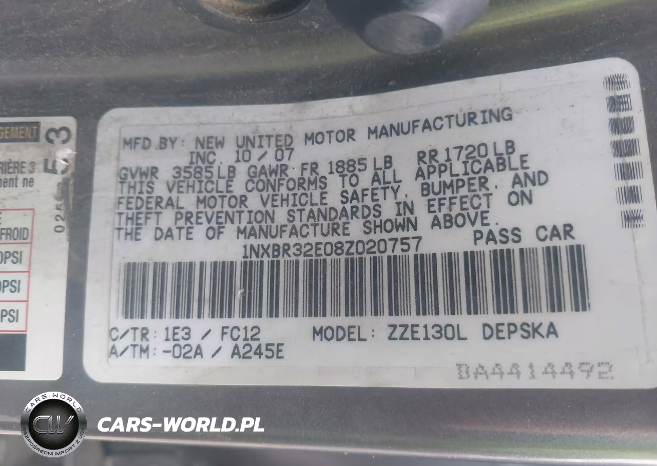 2008 Toyota Corolla S VIN:1NXBR32E08Z020757 - 9
