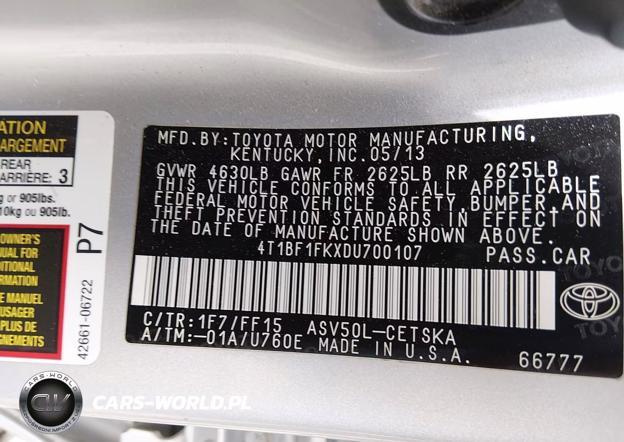 2013 Toyota Camry Se VIN:4T1BF1FKXDU700107 - 9