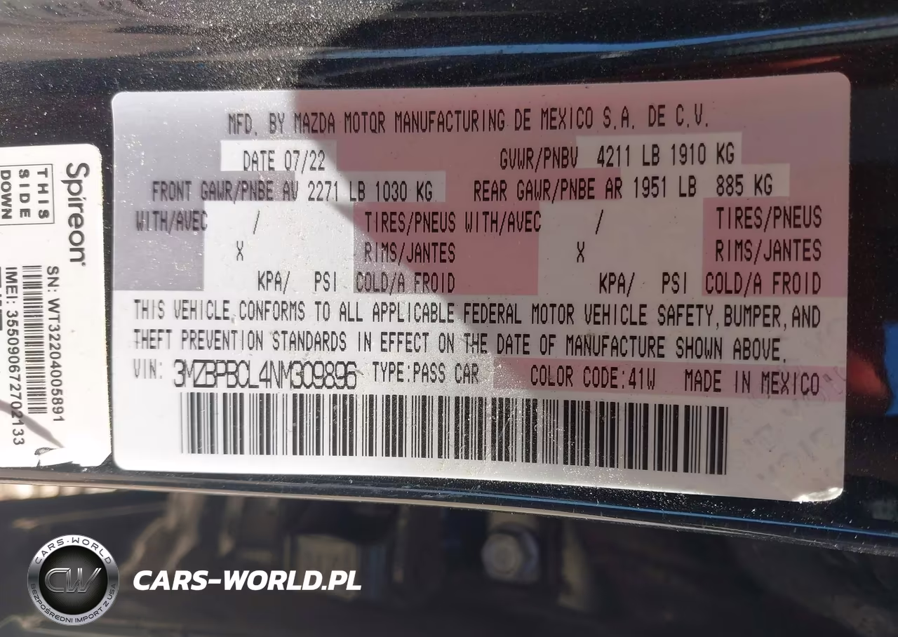 2022 Mazda Mazda3 Preferred VIN:3MZBPBCL4NM309896 - 9