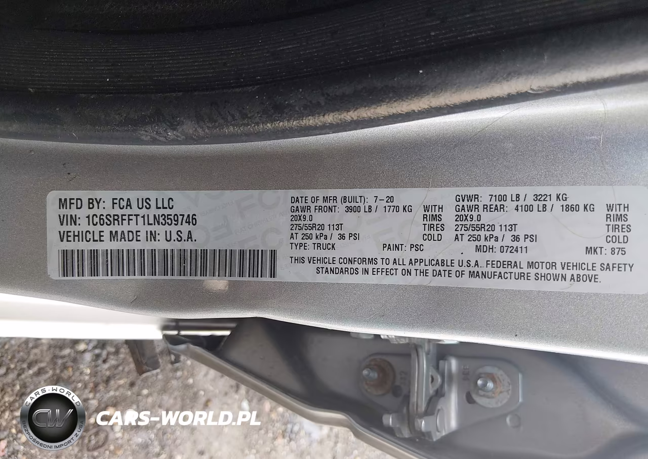 2020 Ram 1500 VIN:1C6SRFFT1LN359746 - 9