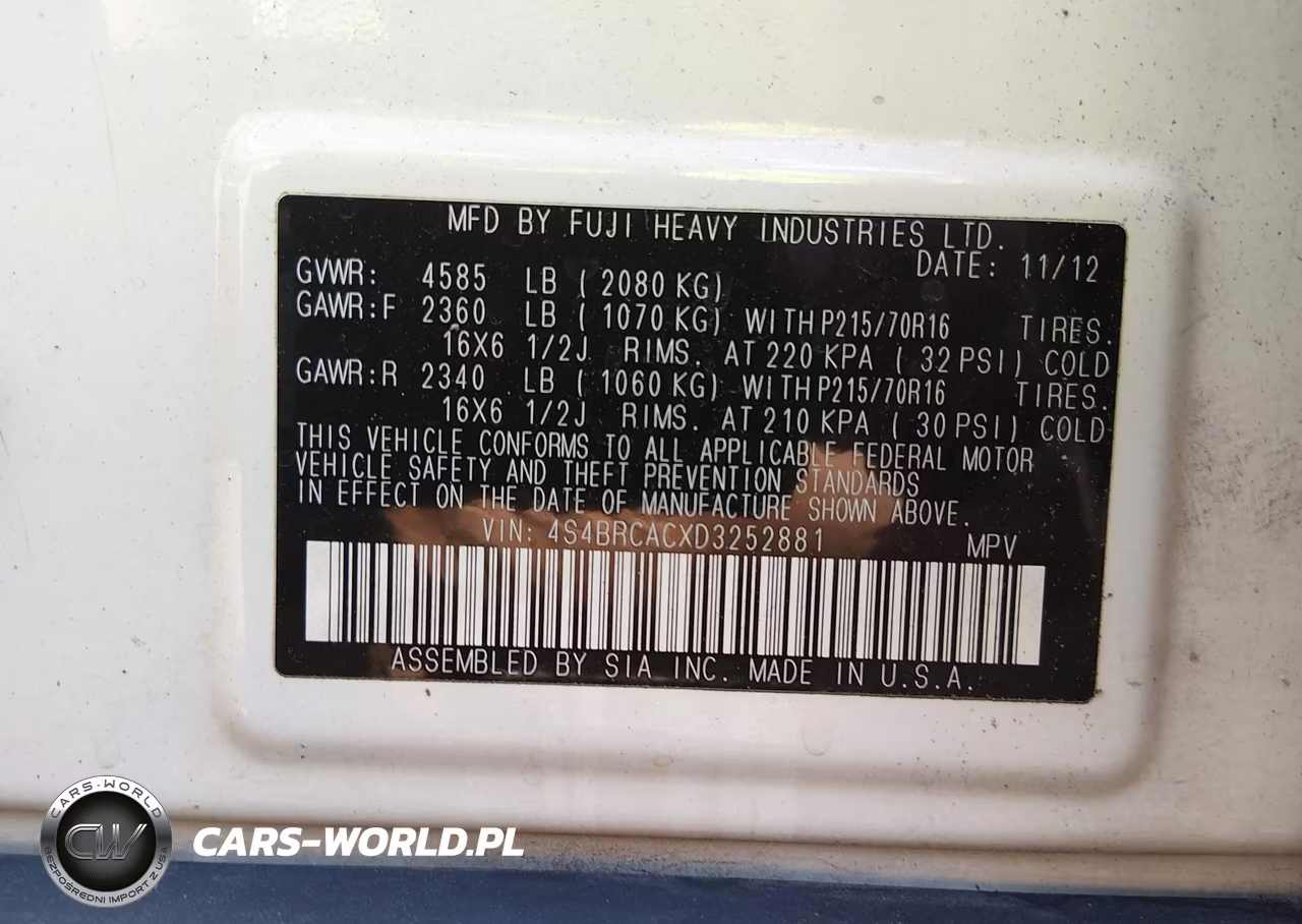 2013 Subaru Outback 2.5I VIN:4S4BRCACXD3252881 - 9