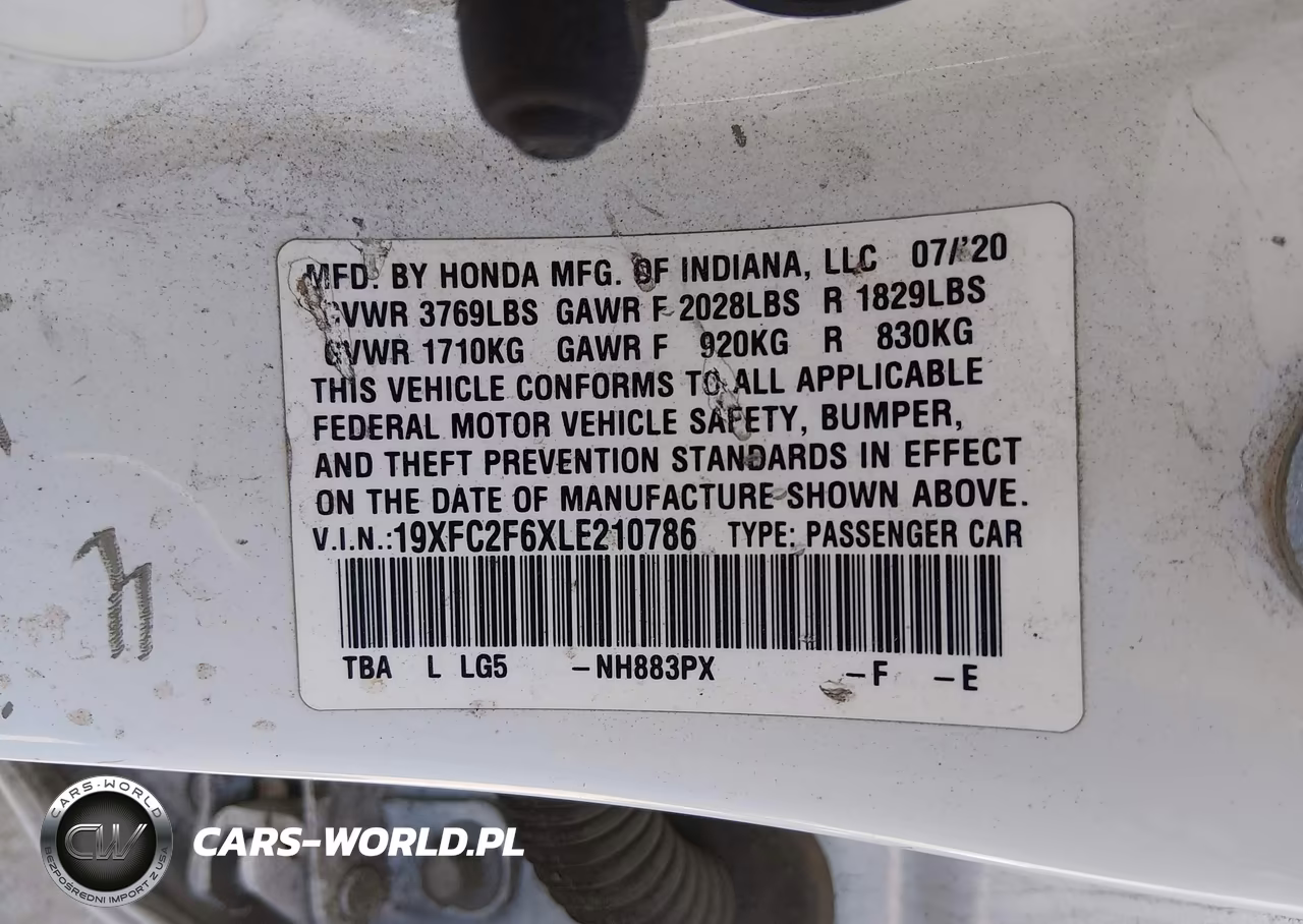 2020 Honda Civic Lx VIN:19XFC2F6XLE210786 - 9