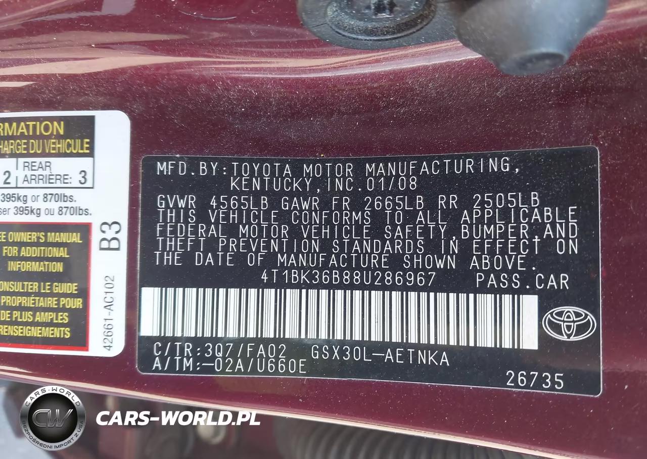 2008 Toyota Avalon Xl VIN:4T1BK36B88U286967 - 9