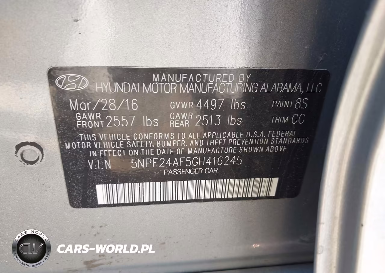 2016 Hyundai Sonata Se VIN:5NPE24AF5GH416245 - 9