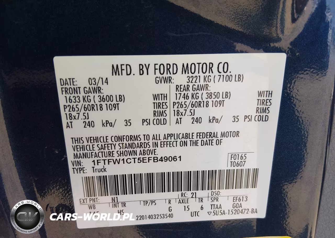 2014 Ford F-150 Lariat VIN:1FTFW1CT5EFB49061 - 9