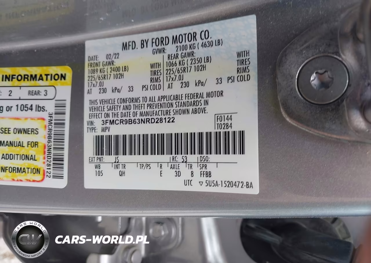 2022 Ford Bronco Sport Big Bend VIN:3FMCR9B63NRD28122 - 9