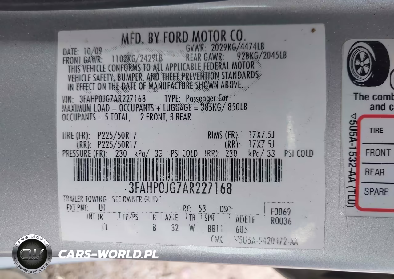 2010 Ford Fusion Sel VIN:3FAHP0JG7AR227168 - 9