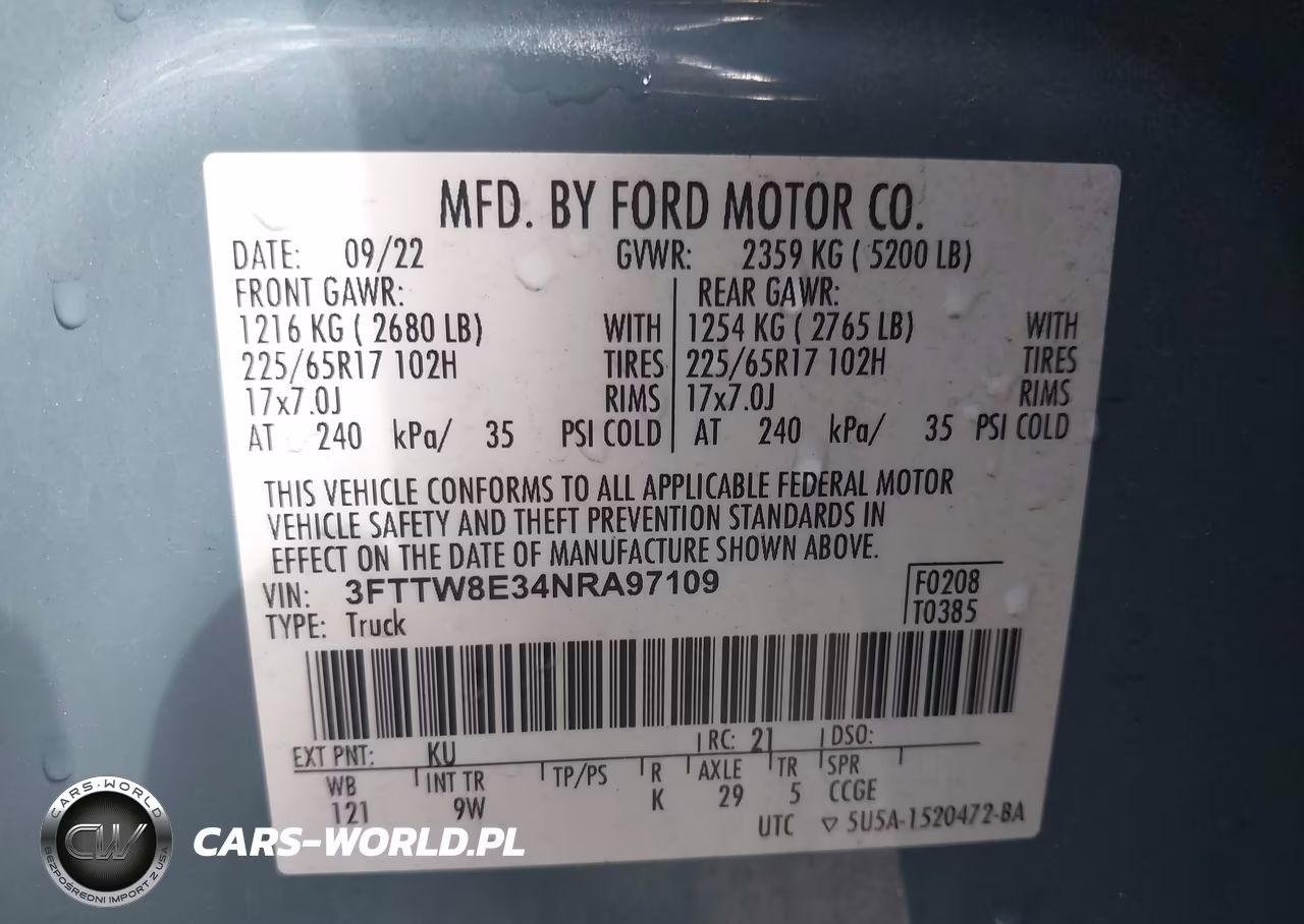 2022 Ford Maverick Xl VIN:3FTTW8E34NRA97109 - 9