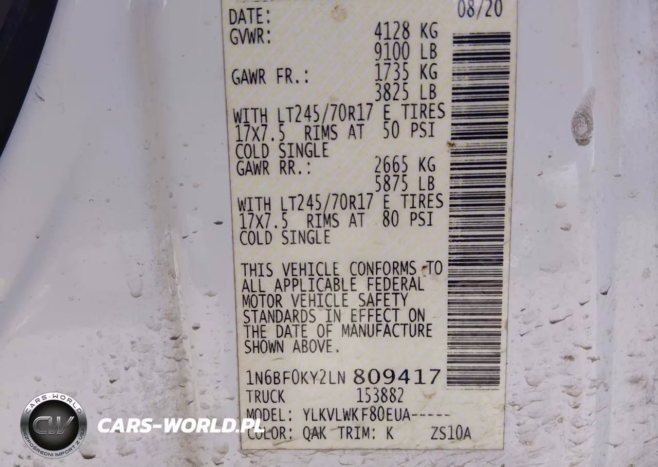 2020 Nissan Nv Cargo Nv2500 Hd S Standard Roof V6 VIN:1N6BF0KY2LN809417 - 9