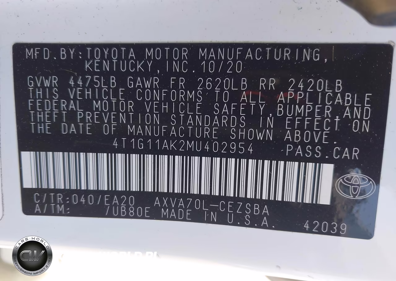 2021 Toyota Camry Se VIN:4T1G11AK2MU402954 - 9