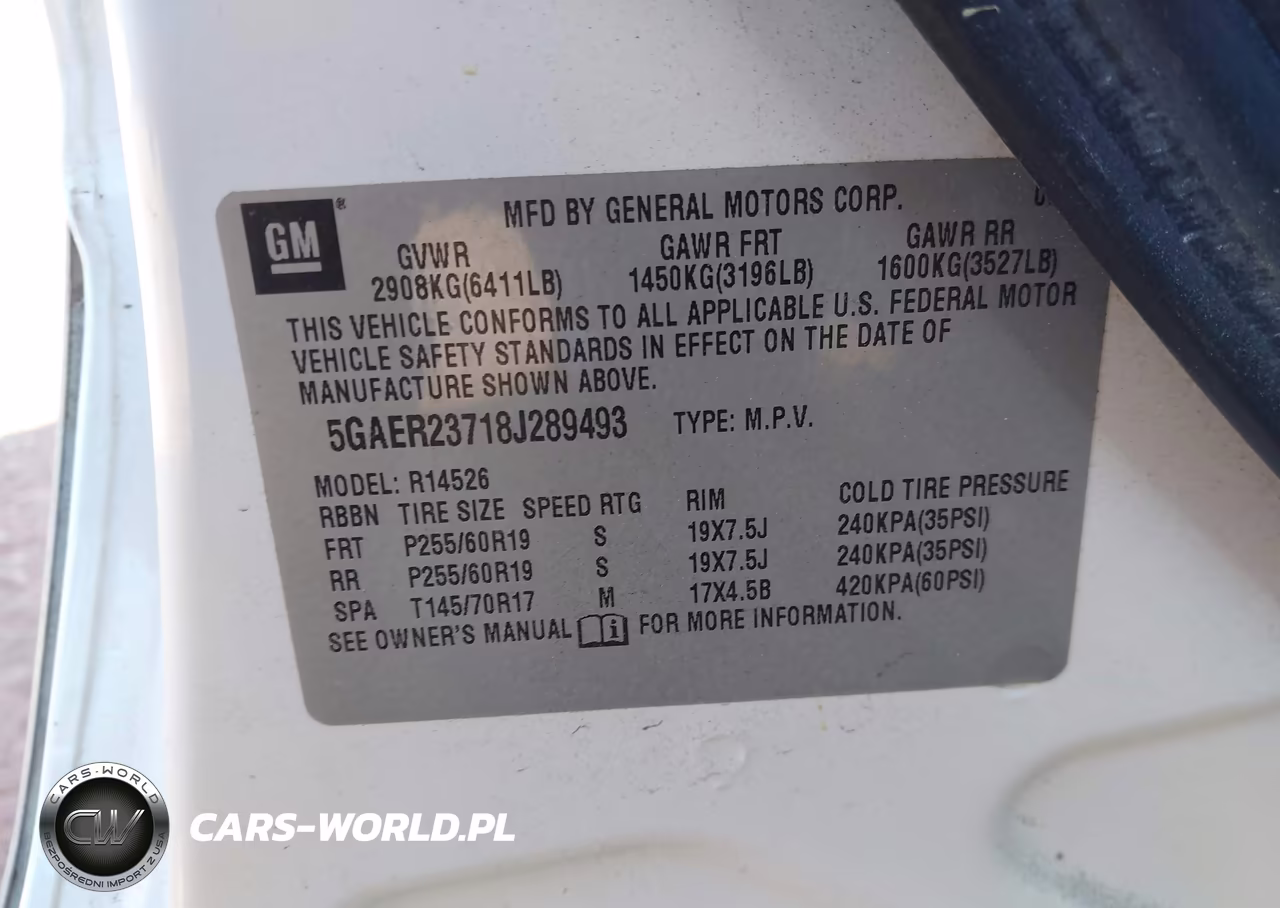 2008 Buick Enclave Cxl VIN:5GAER23718J289493 - 9