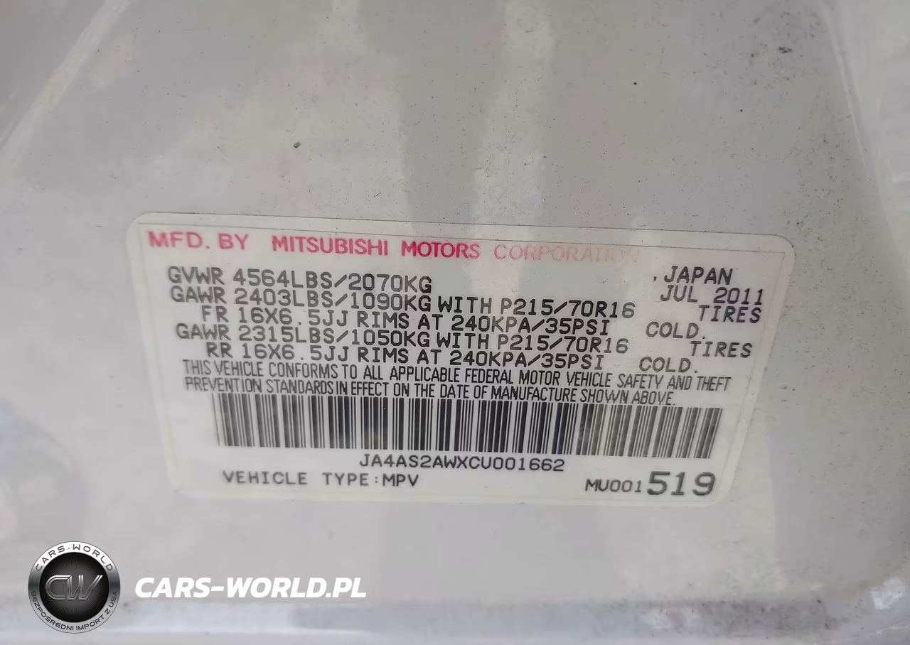 2012 Mitsubishi Outlander Es VIN:JA4AS2AWXCU001662 - 9