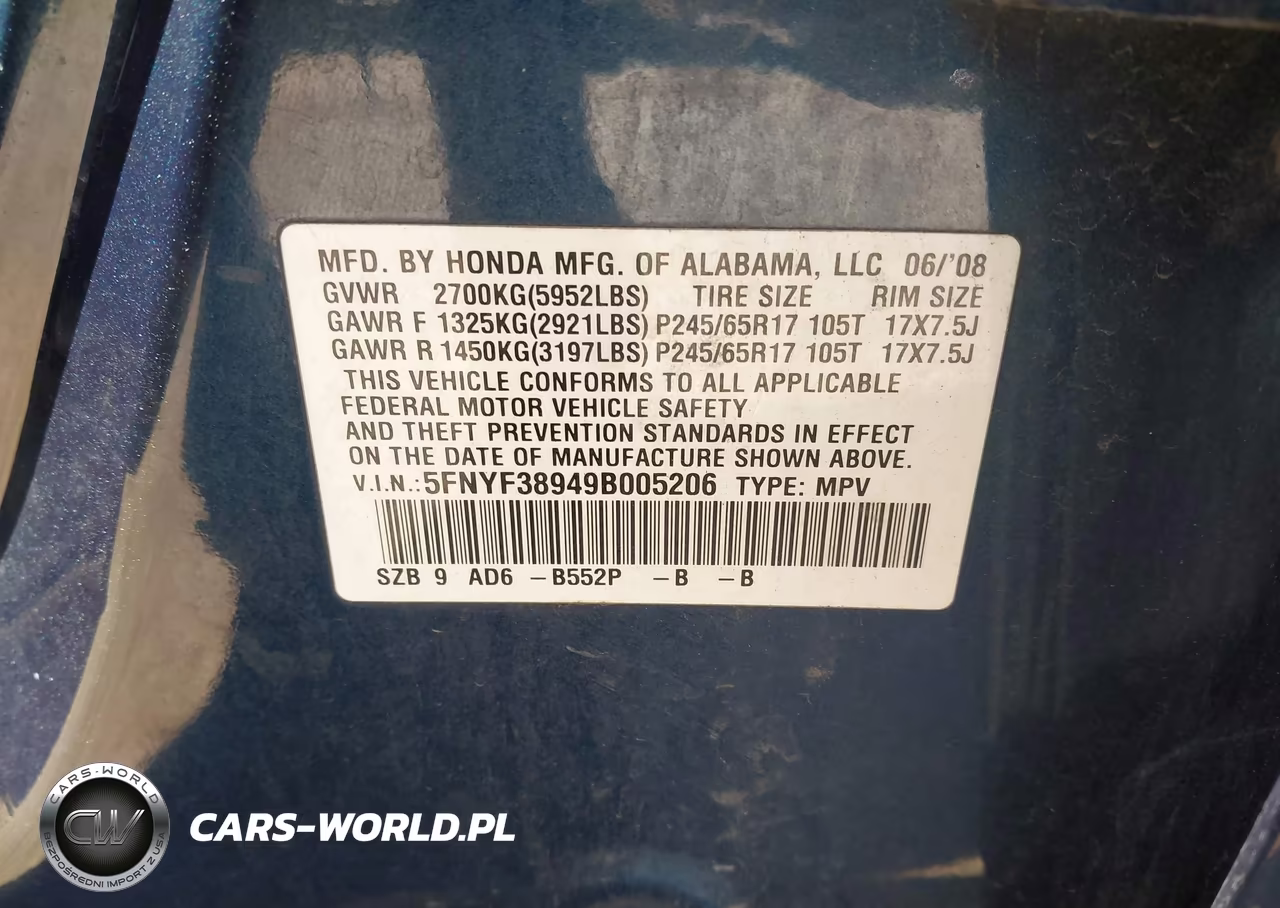 2009 Honda Pilot Touring VIN:5FNYF38949B005206 - 9