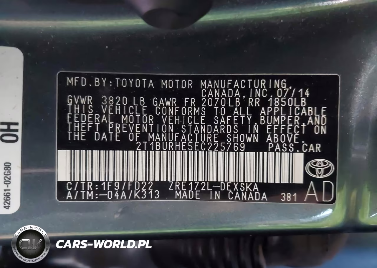 2014 Toyota Corolla S Plus VIN:2T1BURHE5EC225769 - 9