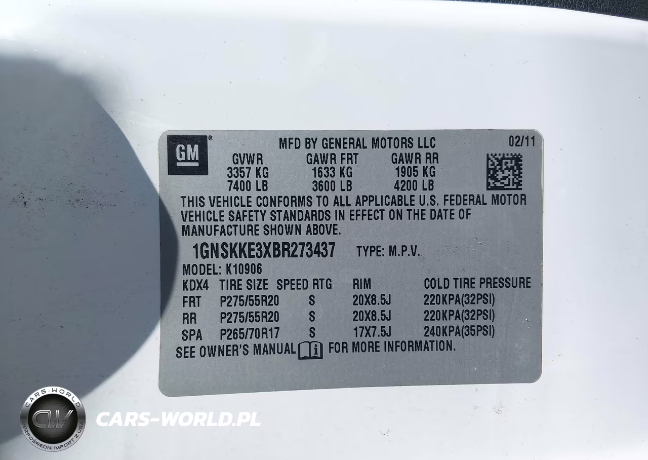 2011 Chevrolet Suburban 1500 Ltz VIN:1GNSKKE3XBR273437 - 9