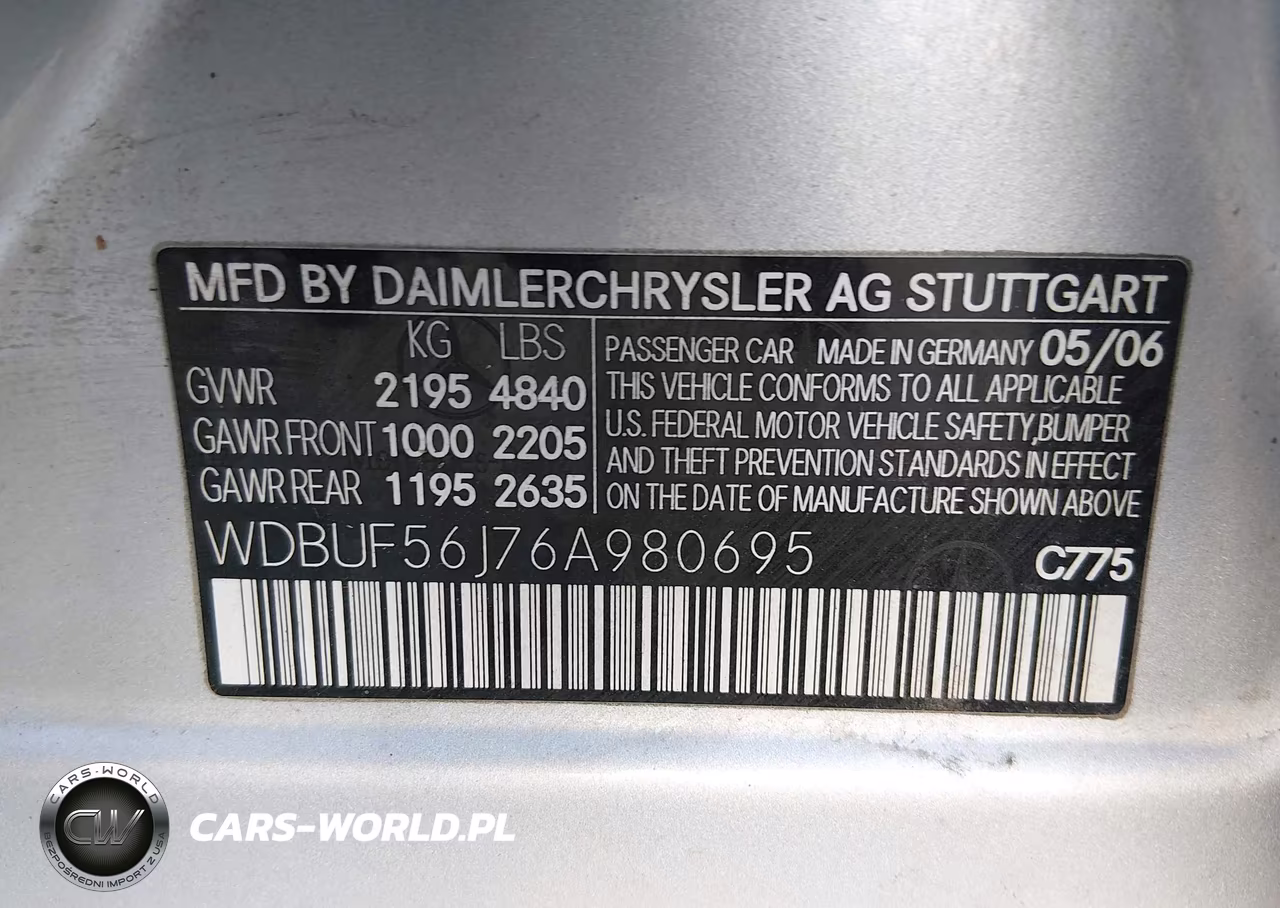2006 Mercedes-Benz E-Class 3.5L VIN:WDBUF56J76A980695 - 9