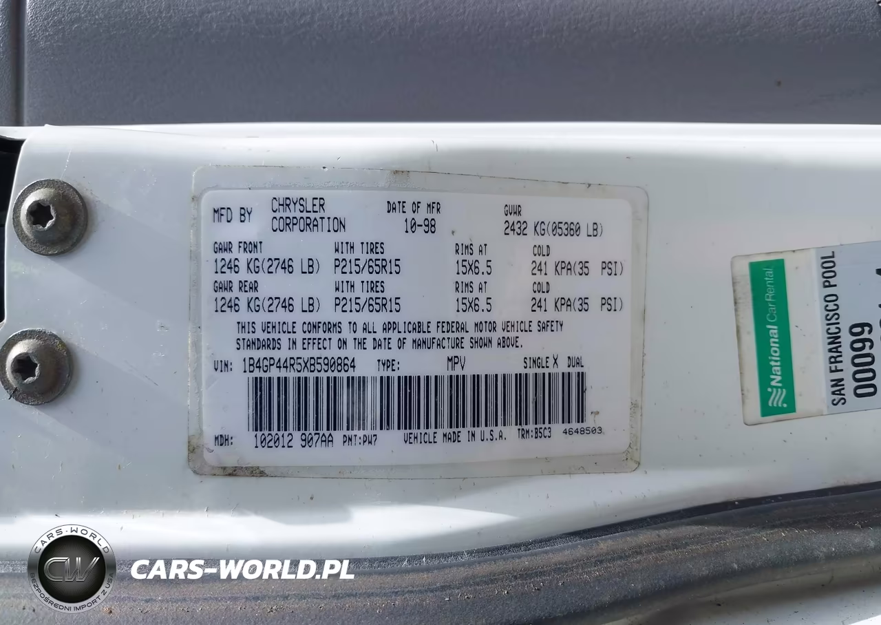 1999 Dodge Grand Caravan Se VIN:1B4GP44R5XB590864 - 9