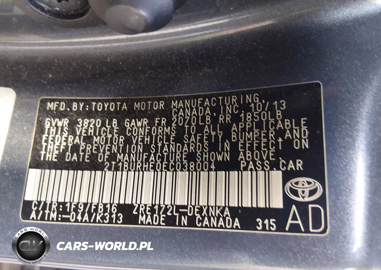 2014 Toyota Corolla Le VIN:2T1BURHE0EC038004 - 9
