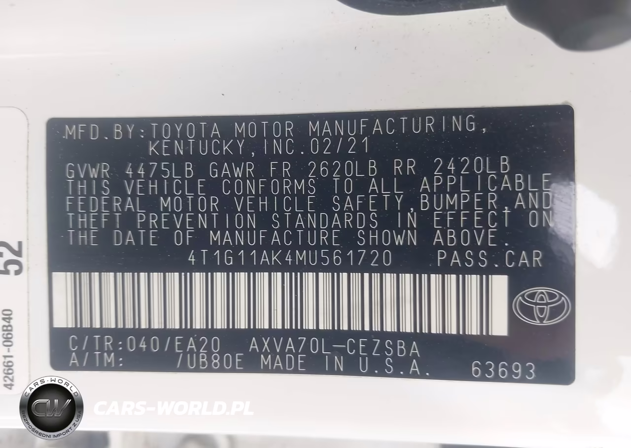 2021 Toyota Camry Se VIN:4T1G11AK4MU561720 - 9