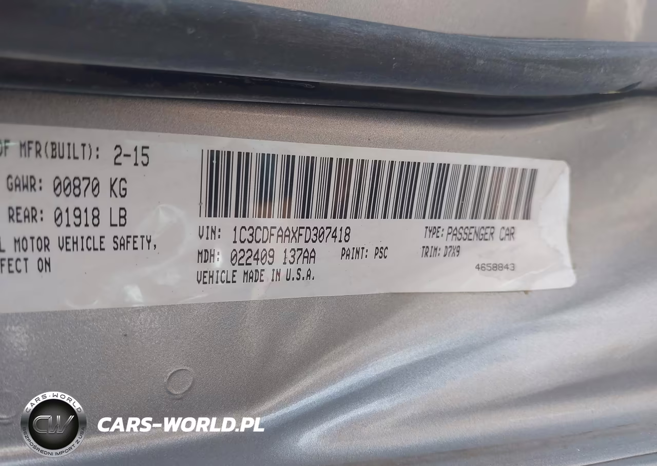 2015 Dodge Dart Se VIN:1C3CDFAAXFD307418 - 9