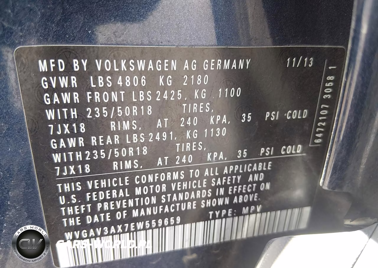 2014 Volkswagen Tiguan Sel VIN:WVGAV3AX7EW559659 - 9