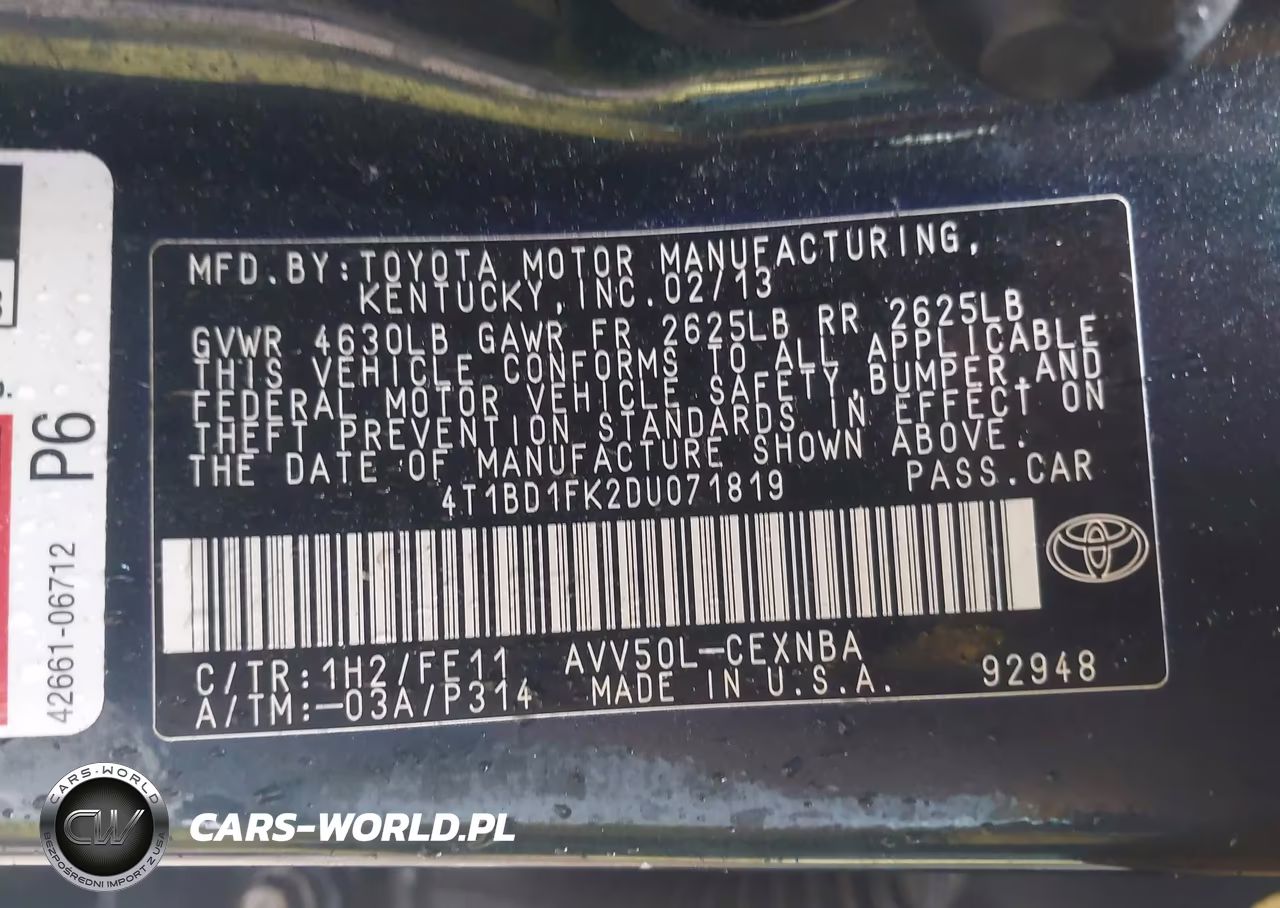 2013 Toyota Camry Hybrid Le VIN:4T1BD1FK2DU071819 - 9