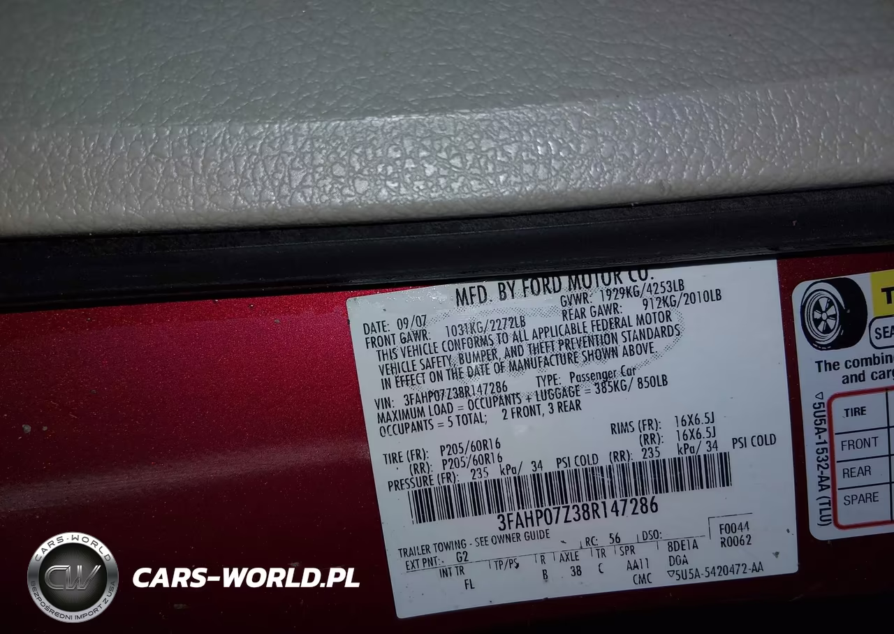 2008 Ford Fusion Se VIN:3FAHP07Z38R147286 - 9