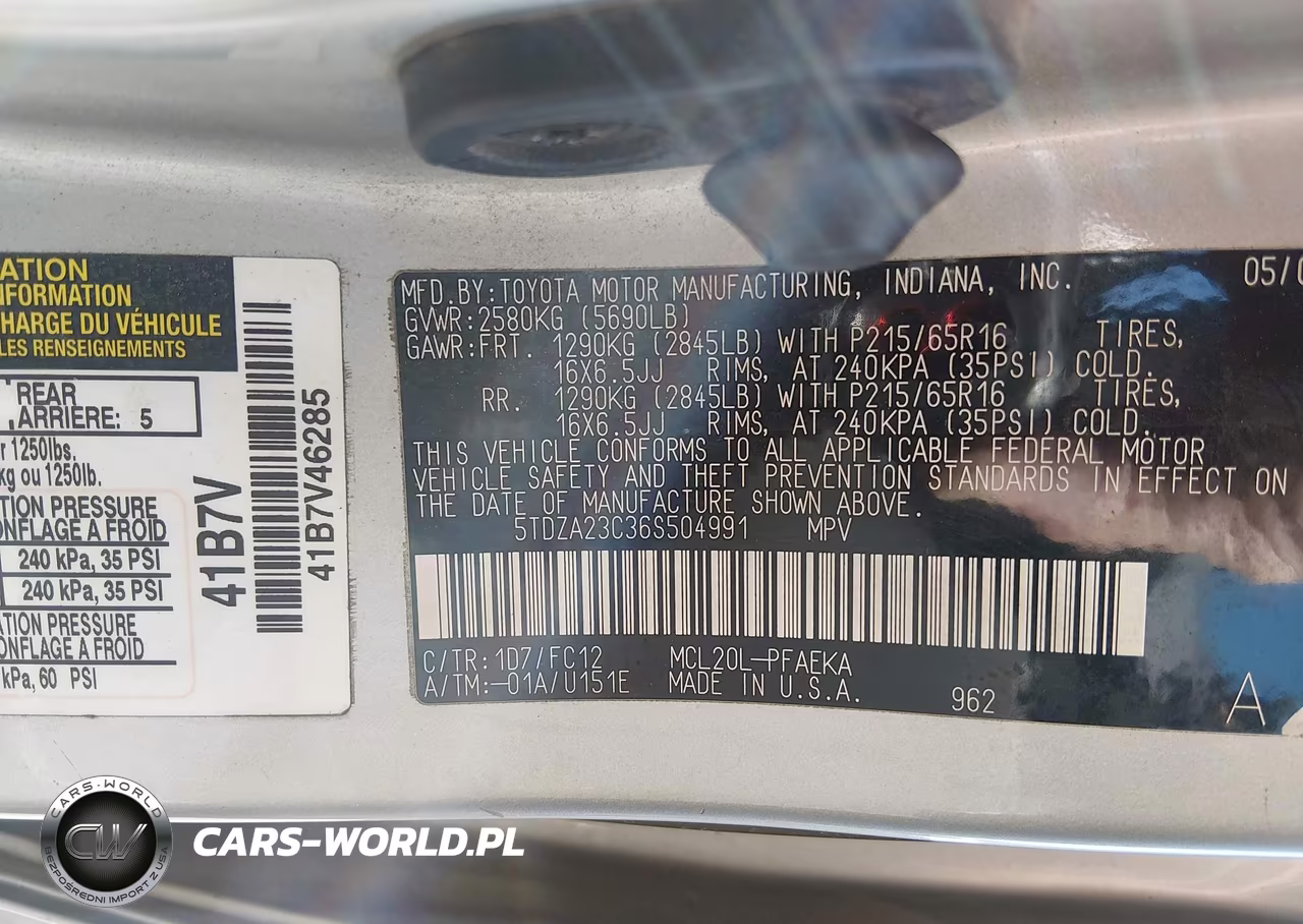 2006 Toyota Sienna Le VIN:5TDZA23C36S504991 - 9