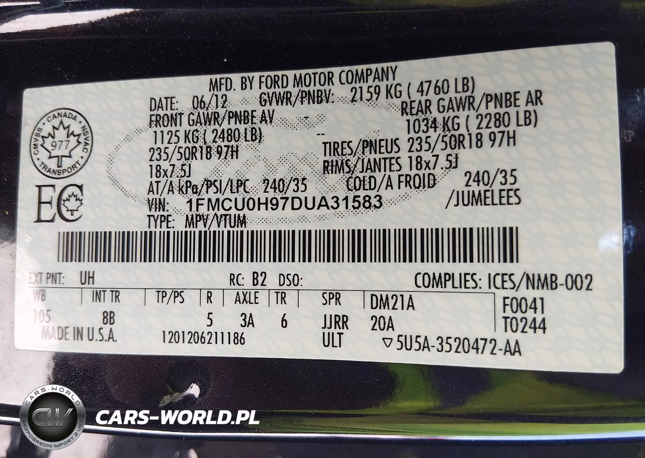 2013 Ford Escape Sel VIN:1FMCU0H97DUA31583 - 9