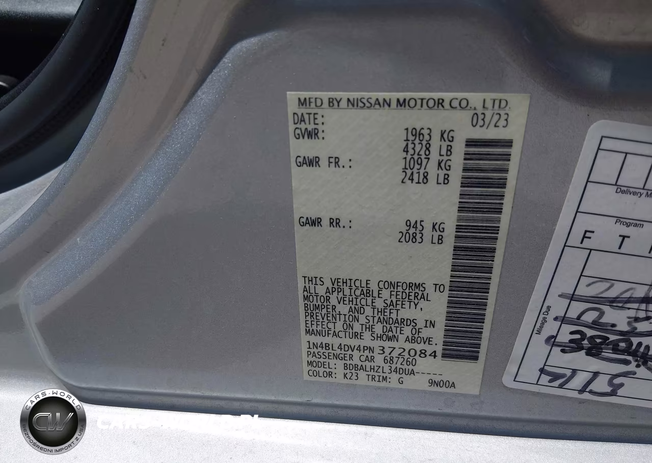 2023 Nissan Altima Sv Fwd VIN:1N4BL4DV4PN372084 - 9