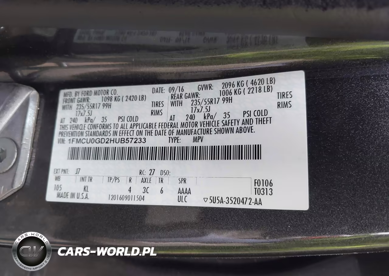 2017 Ford Escape Se VIN:1FMCU0GD2HUB57233 - 9
