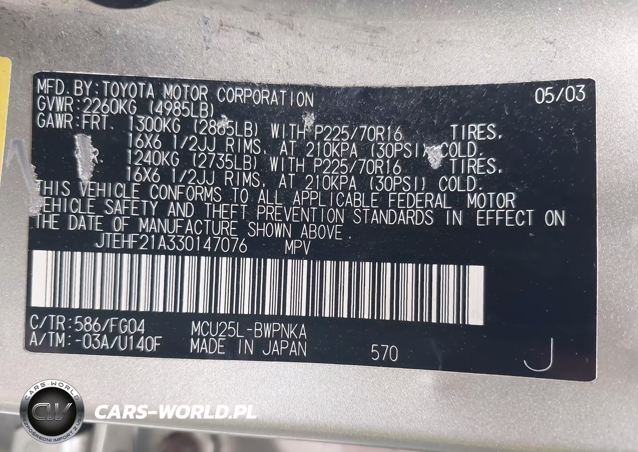 2003 Toyota Highlander V6 VIN:JTEHF21A330147076 - 9