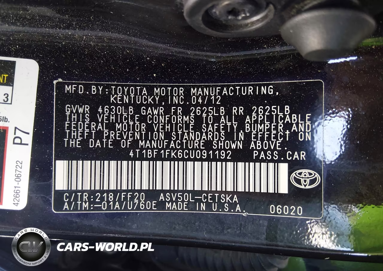 2012 Toyota Camry Se VIN:4T1BF1FK6CU091192 - 9