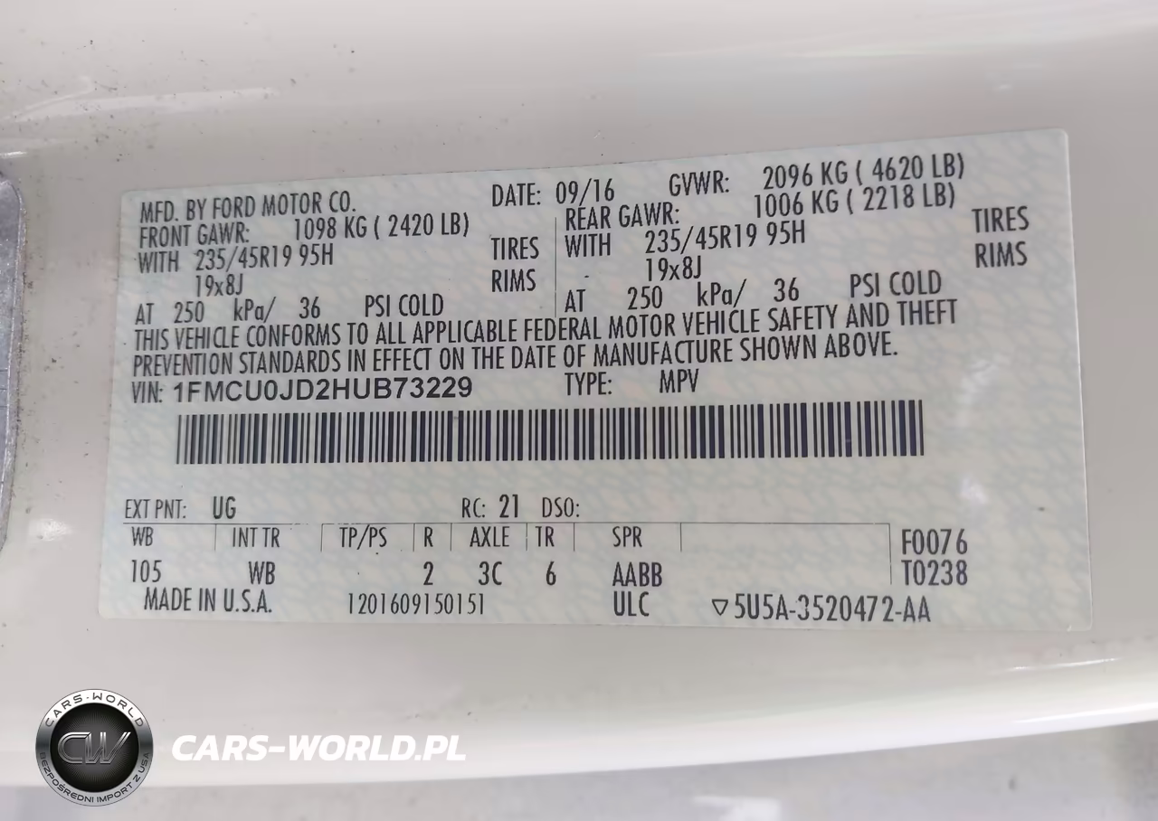 2017 Ford Escape Titanium VIN:1FMCU0JD2HUB73229 - 9