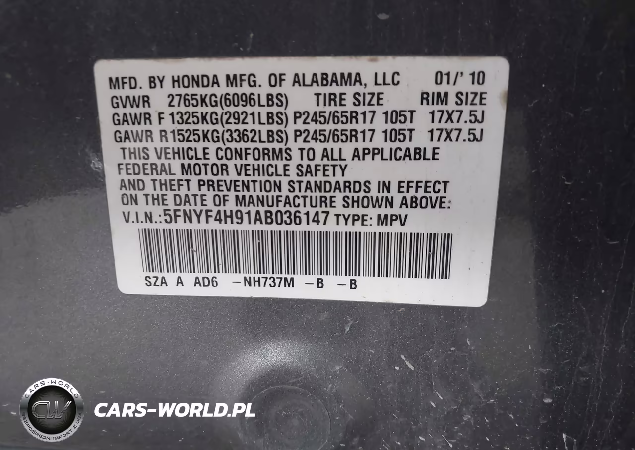 2010 Honda Pilot Touring VIN:5FNYF4H91AB036147 - 9