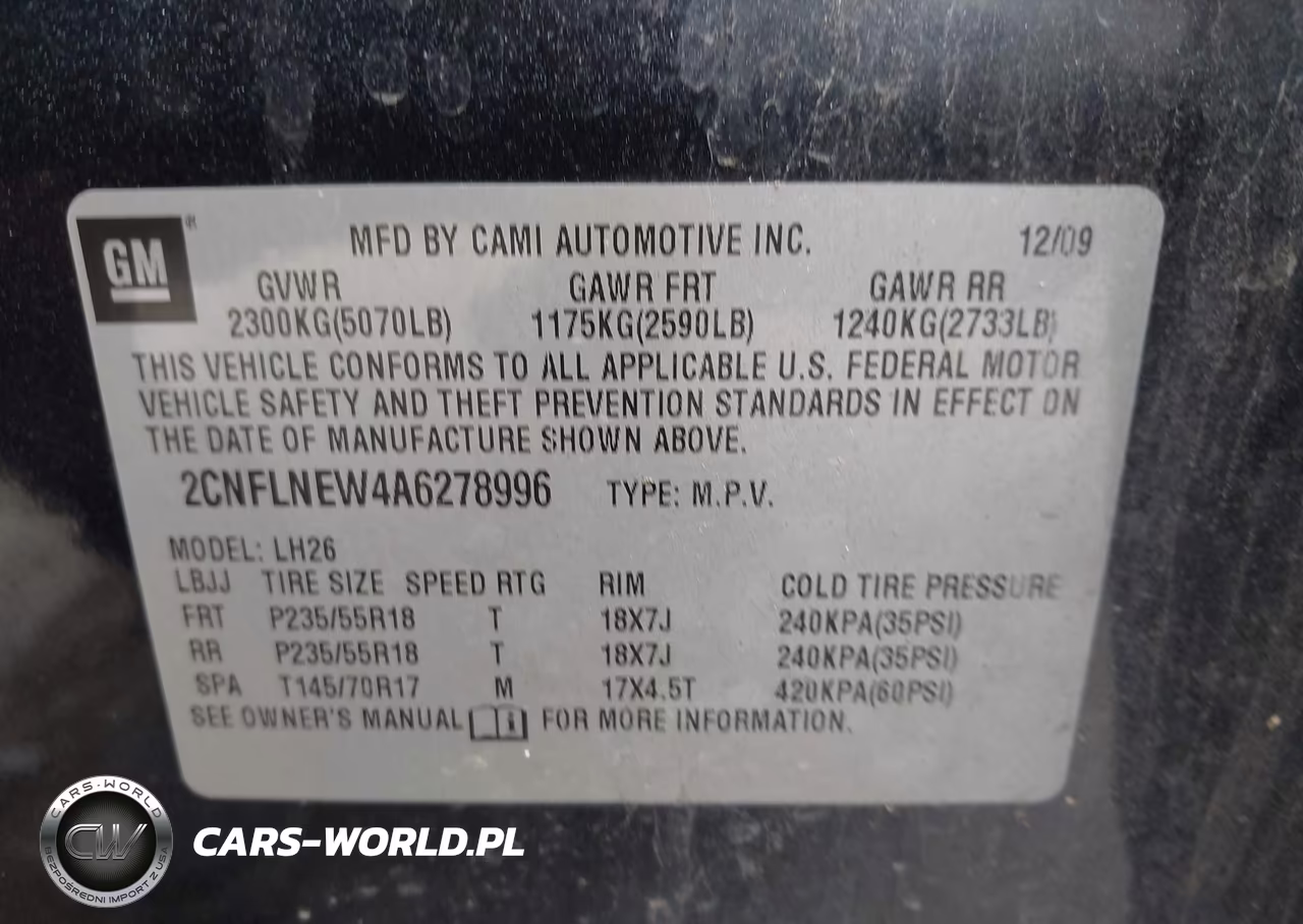 2010 Chevrolet Equinox Lt VIN:2CNFLNEW4A6278996 - 9
