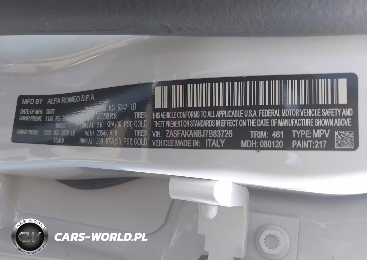 2018 Alfa Romeo Stelvio Awd VIN:ZASFAKAN8J7B83726 - 9