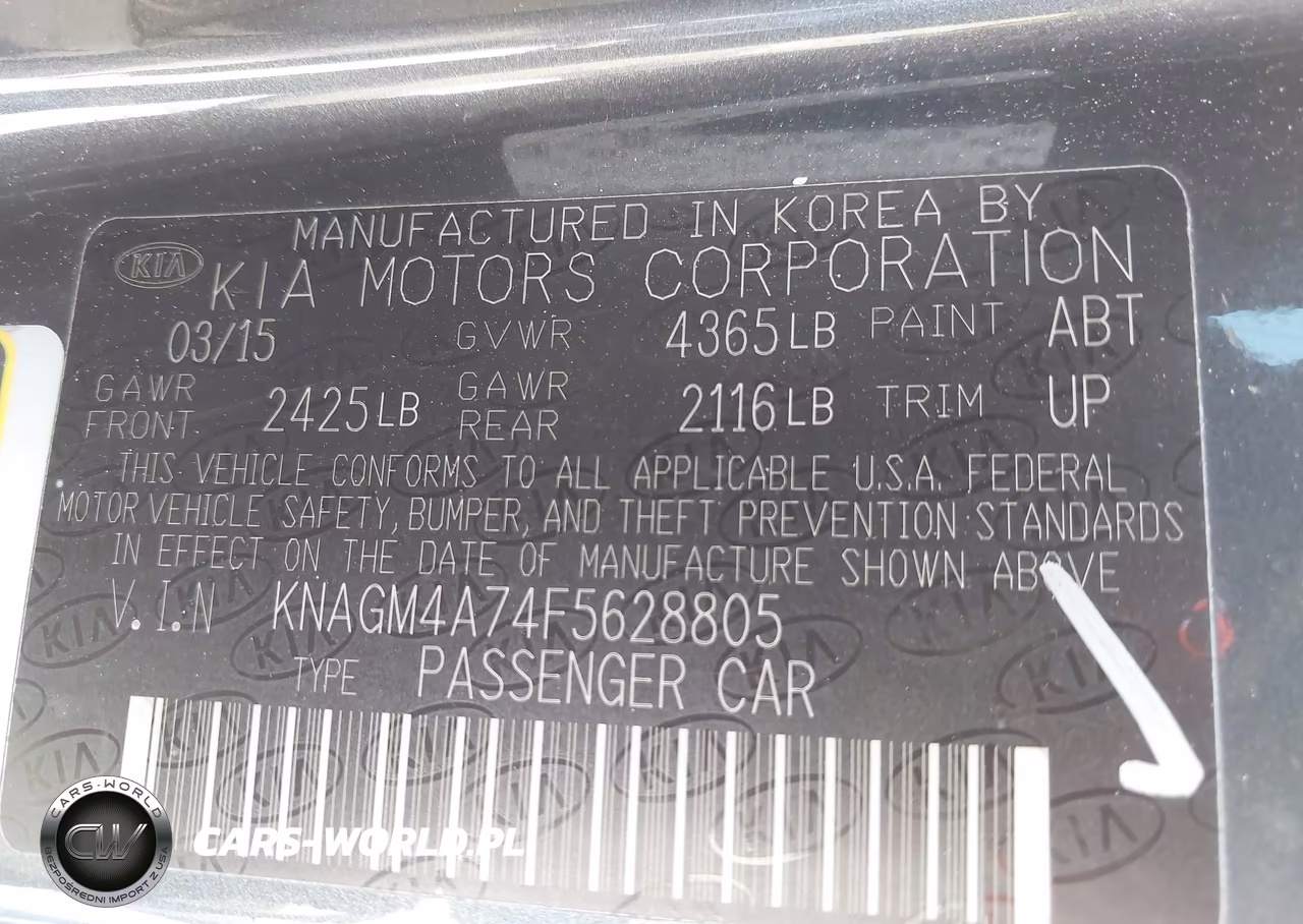 2015 Kia Optima Lx VIN:KNAGM4A74F5628805 - 9