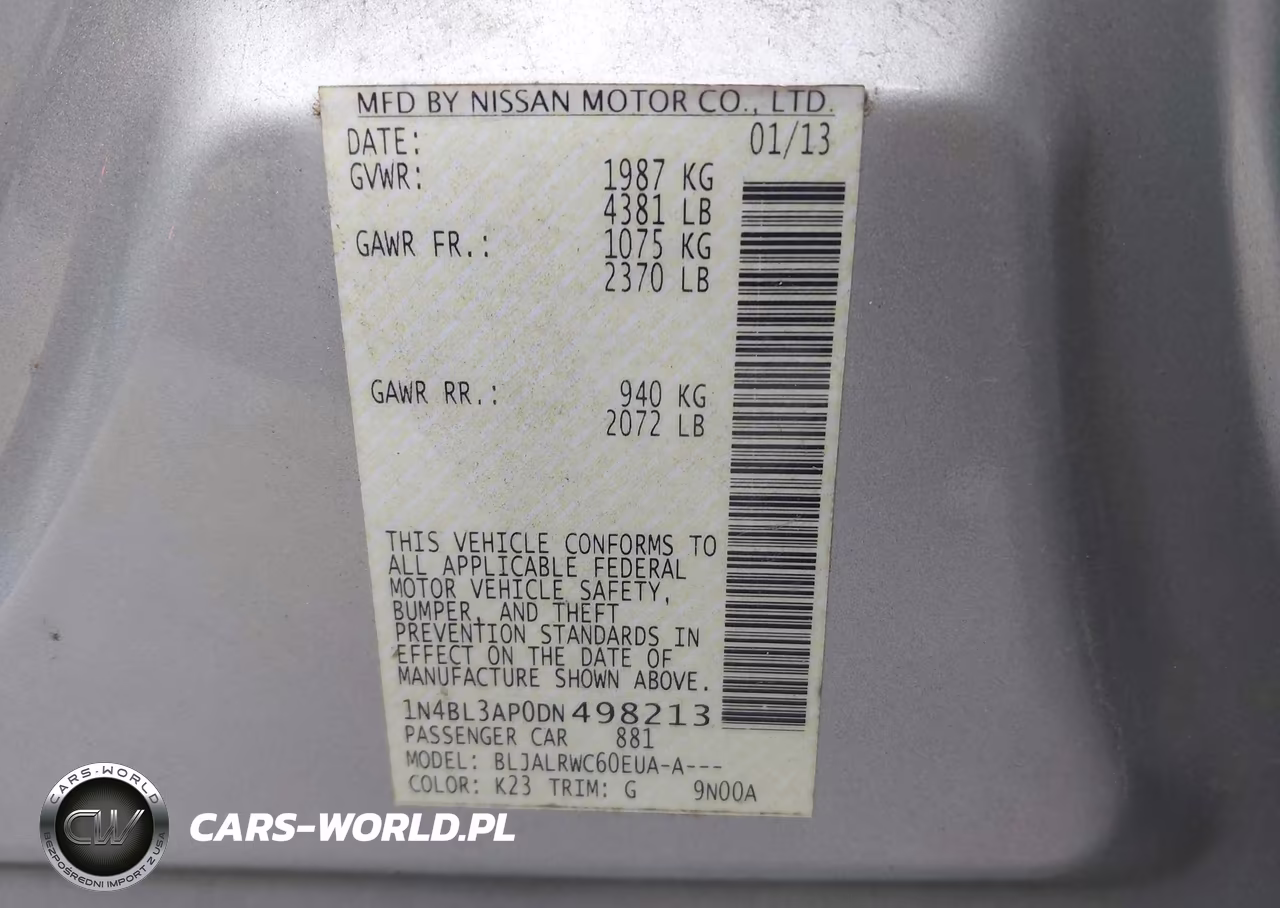 2013 Nissan Altima 3.5 S VIN:1N4BL3AP0DN498213 - 9