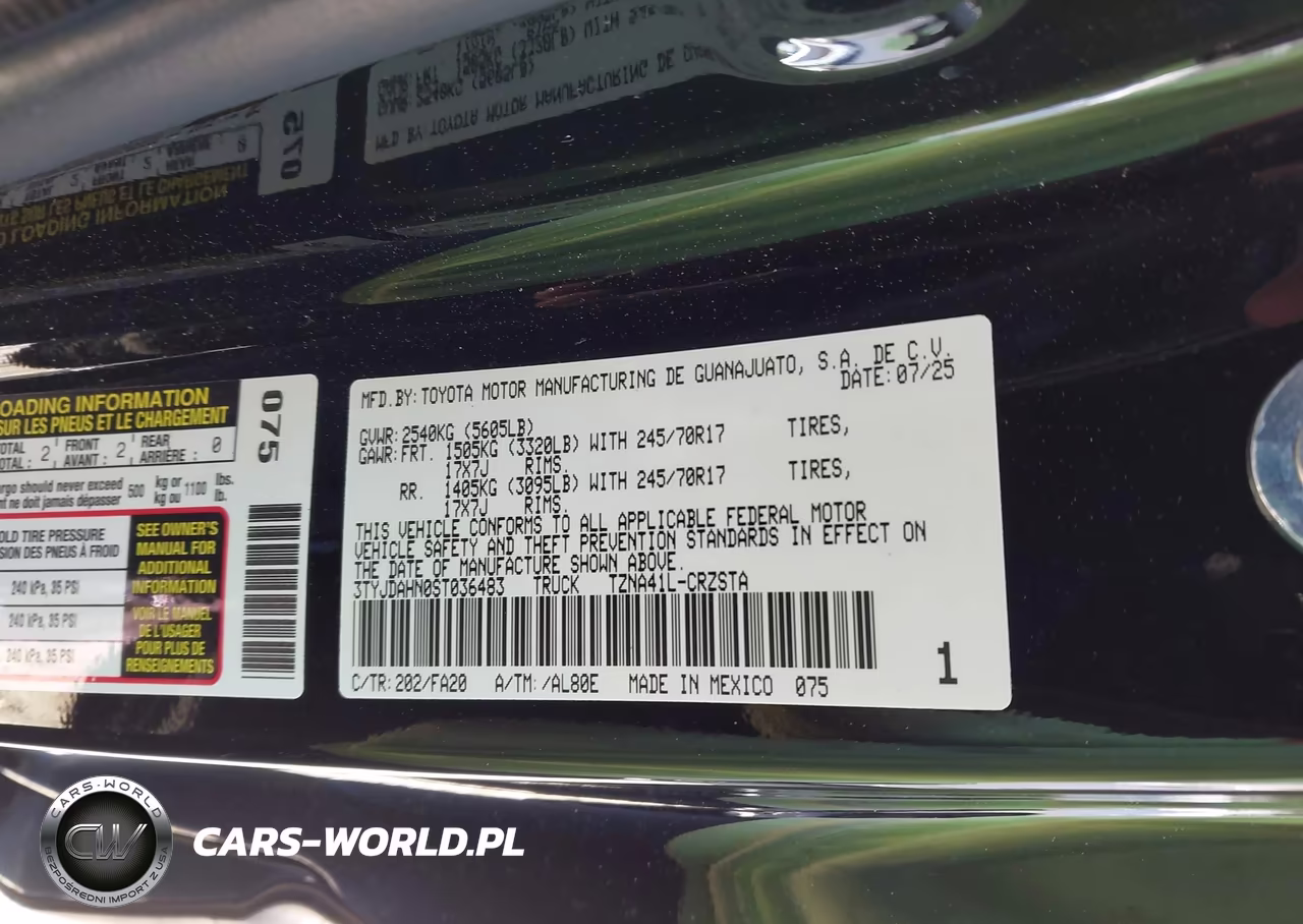 2025 Toyota Tacoma Sr VIN:3TYJDAHN0ST036483 - 9