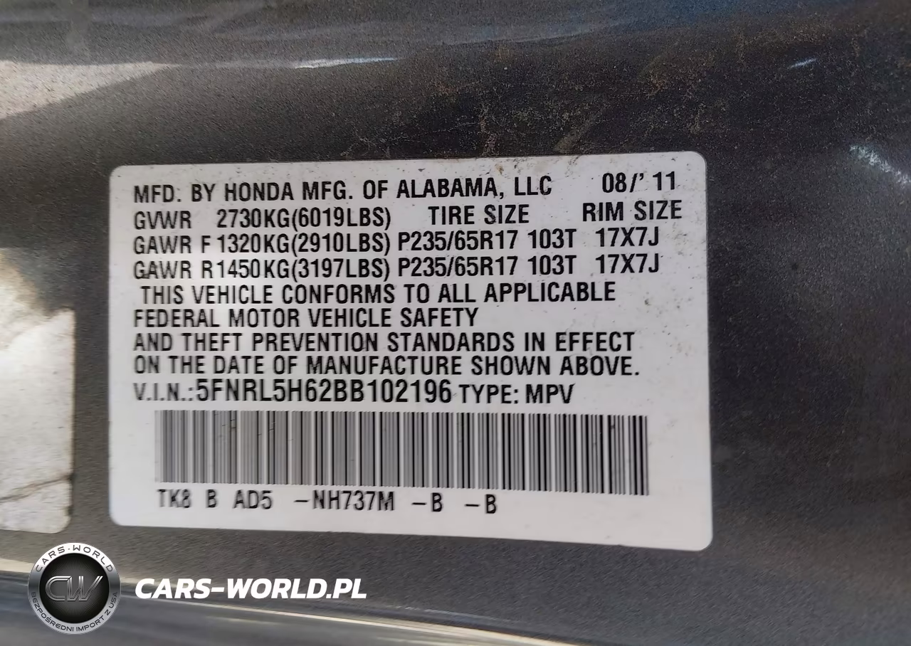 2011 Honda Odyssey Ex-L VIN:5FNRL5H62BB102196 - 9