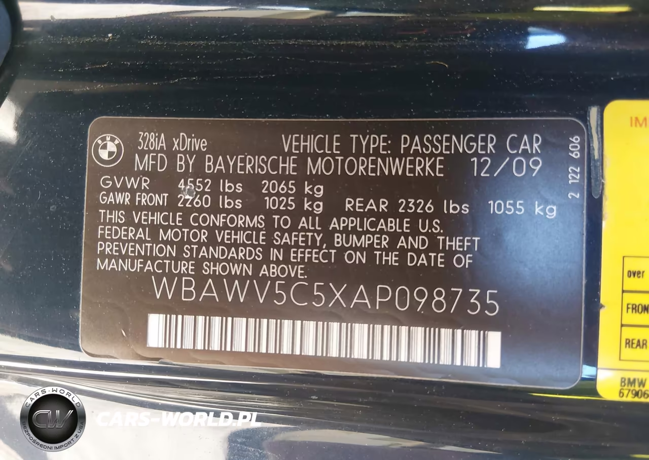 2010 BMW 328I xDrive VIN:WBAWV5C5XAP098735 - 9