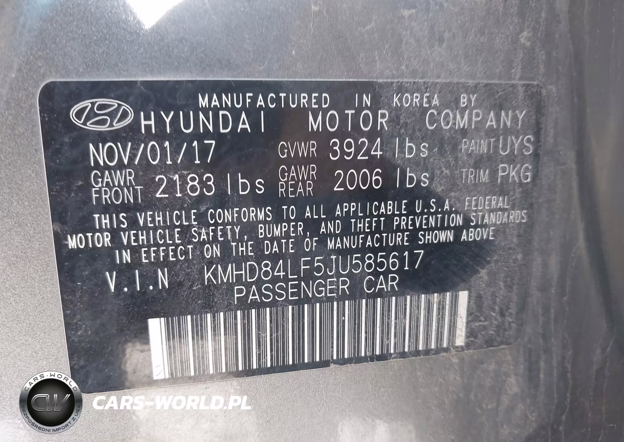 2018 Hyundai Elantra Sel VIN:KMHD84LF5JU585617 - 9