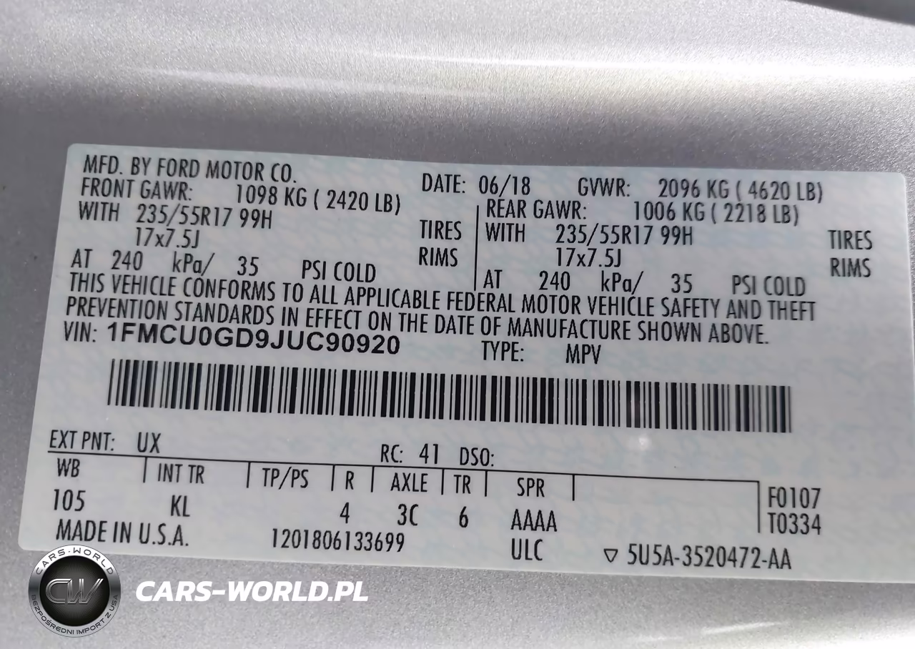 2018 Ford Escape Se VIN:1FMCU0GD9JUC90920 - 9