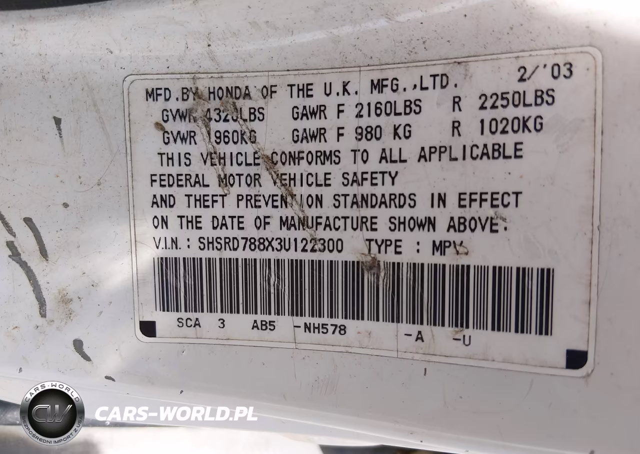 2003 Honda Cr-V Ex VIN:SHSRD788X3U122300 - 9