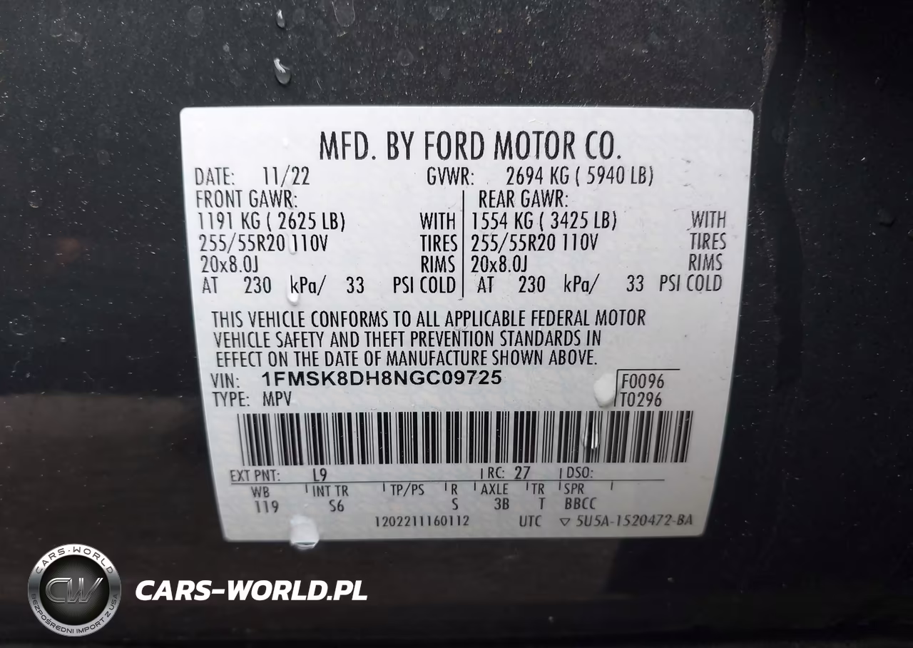 2022 Ford Explorer Xlt VIN:1FMSK8DH8NGC09725 - 9