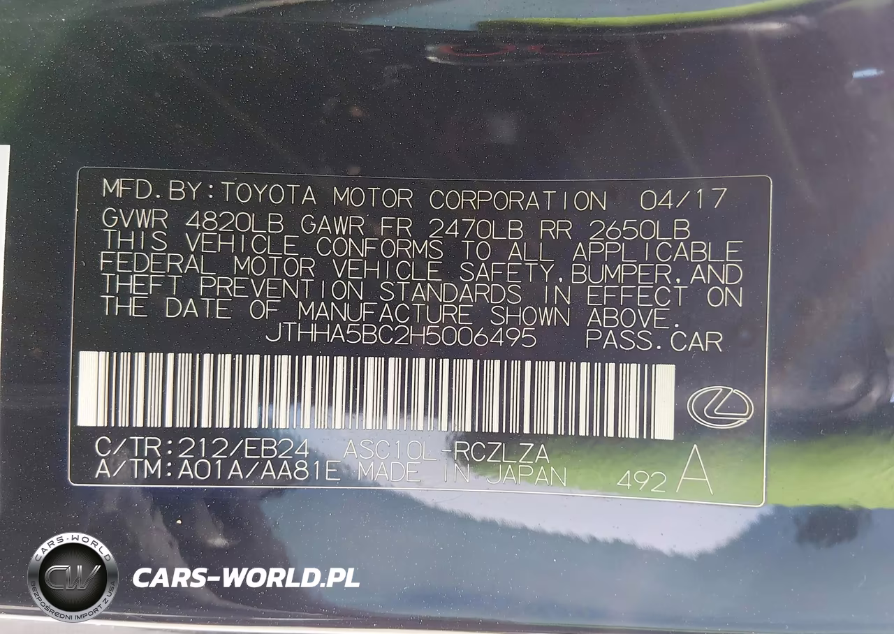 2017 Lexus Rc 200T VIN:JTHHA5BC2H5006495 - 9