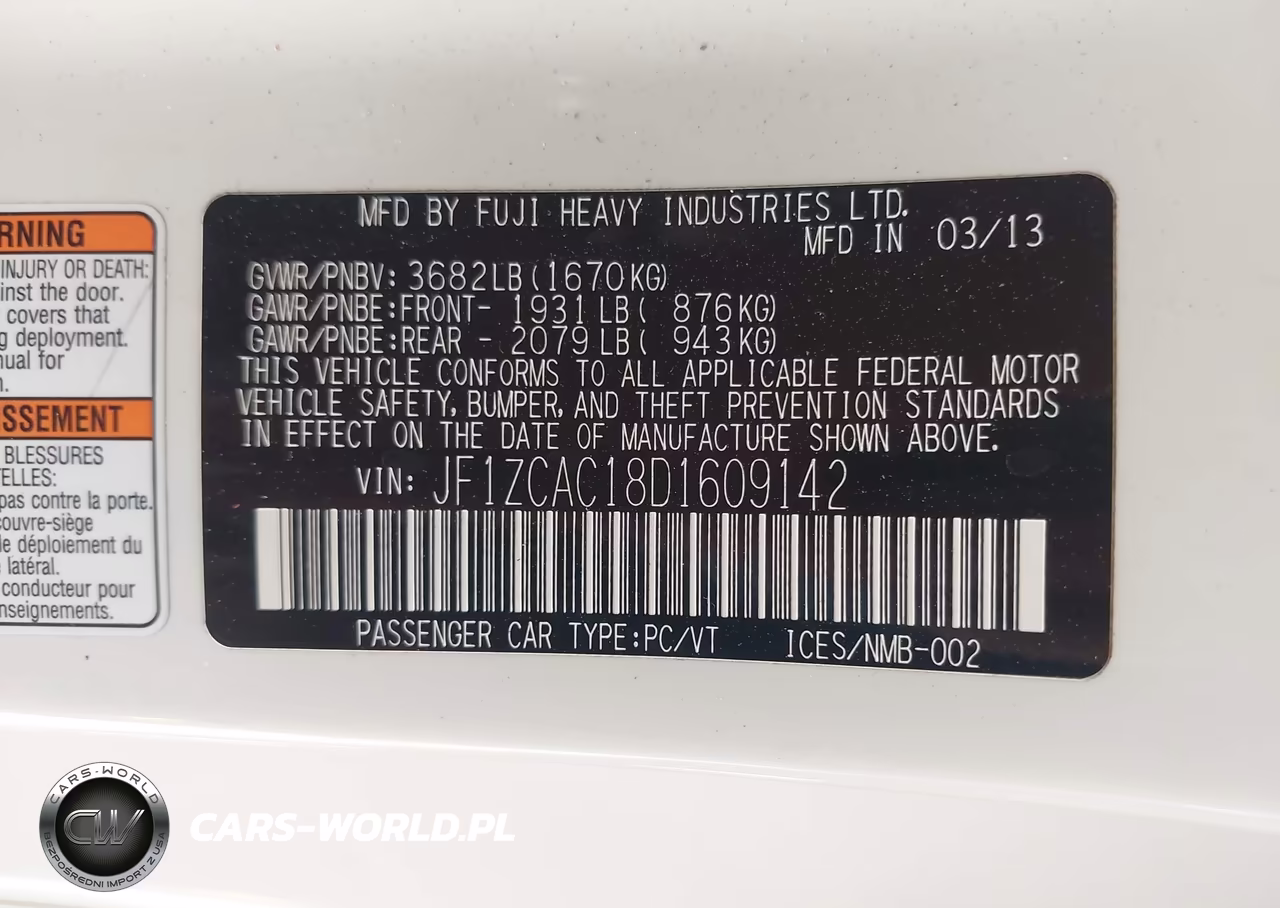 2013 Subaru Brz Limited VIN:JF1ZCAC18D1609142 - 9