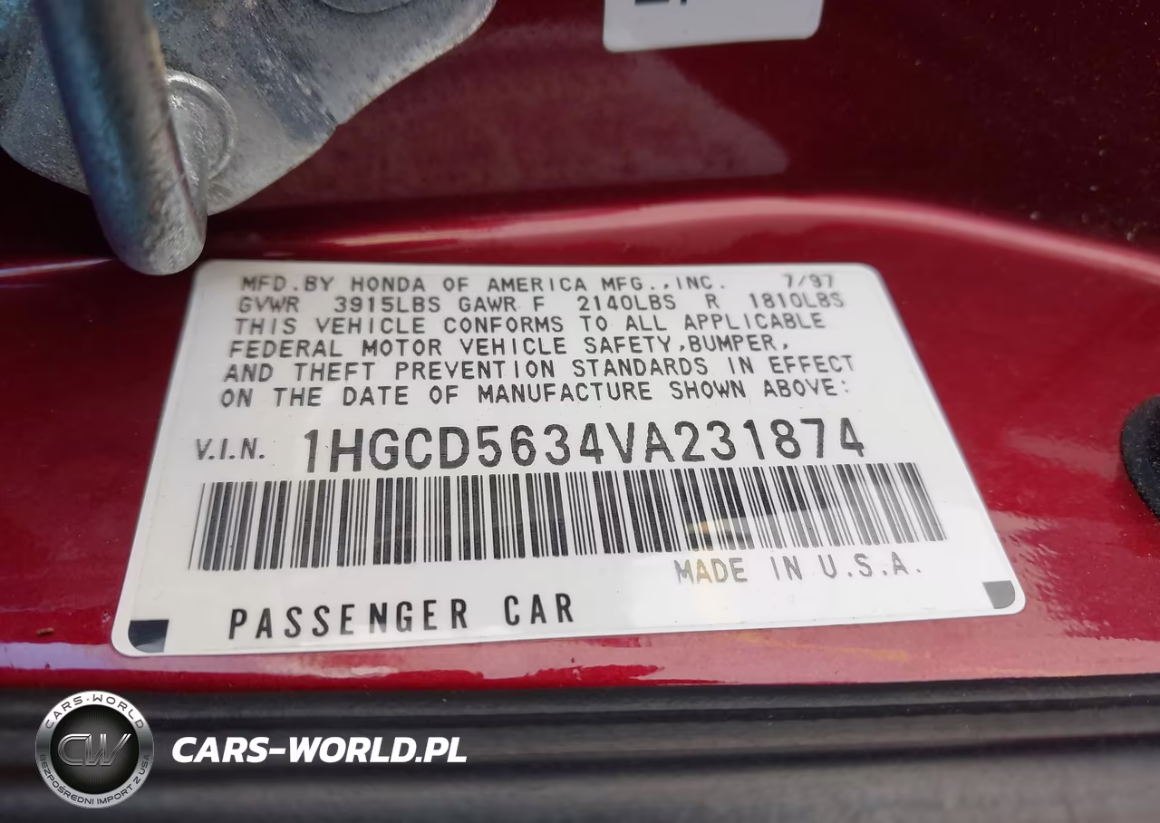 1997 Honda Accord Lx VIN:1HGCD5634VA231874 - 9